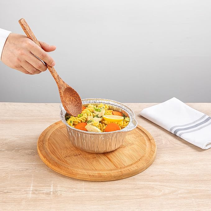 Foil Lux 34 Ounce Pans And Lids, 100 Disposable Pots With Lids - Oven-Ready, Stove Compatible, Aluminum Foil Baking Pans, Freezable, For Outdoor Camping, Vacation, Picnic, And More - Restaurantware