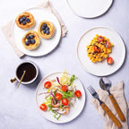 LERATIO Ceramic Plates,8.0 inch Salad Plates Set of 6,Handmade Porcelain Plates for kitchen with Wavy Edge,Microwave & Dishwasher & Oven Safe,Light weight & Scratch Resistant Dishes-White