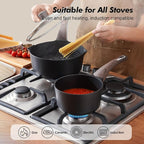 SENSARTE Nonstick Sauce Pan with Lid, 1.5 Quart Small Saucepan, Multipurpose Cooking Pot with Stay Cool Handle, Non toxic Kitchen Sauce Pot, Non stick Saucier Pan, Induction Comptable, PFOA Free