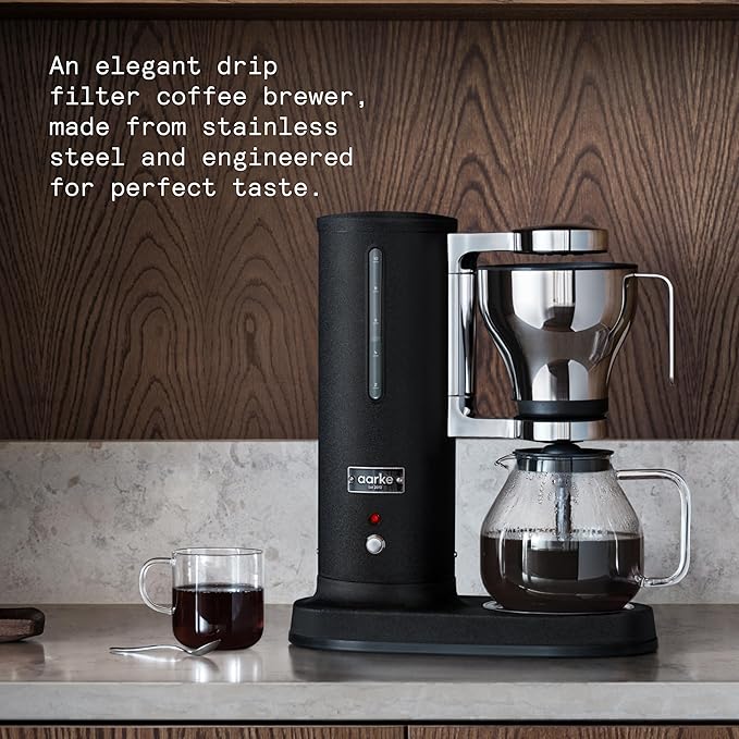 aarke Coffee Maker - Electric 10 Cup / 42 fl oz Drip Brewer with Automatic Drip-Stop, Glass Carafe, Brews Full Pot in Under 6 Minutes, SCA certified, Matte Black