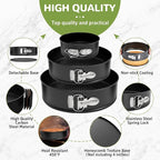 Springform Pan Set of 3 Pcs (4"/7"/9"), Non-stick Cheesecake Pans with Removable Bottom, Round Spring Form Cake Pans Set for Cheesecake, Cheese Cake Pans For Baking