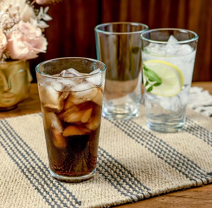 Red Co. Set of 6 Clear Glass 16 Fl Oz Drinking Glassware Beverage Tumblers