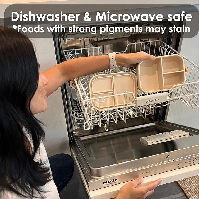 Ali+Oli Silicone Bento Box (Blue) Lunch Box for Kids, Toddlers, Preschoolers & Adults | BPA-Free and Spill-Proof | Ideal for School, and On-the-Go Meals| Perfect for Lunch, Snacks, and Meals