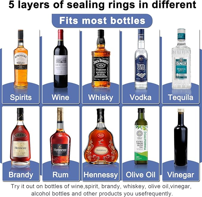 48-Pack Stainless Steel Pour Spouts for Liquor Bottles Oil Vinegar and Wine,Liquor Bottle Pourers with Rubber Dust Caps,Bar accessories,Pourers for Bartending