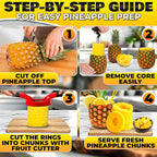 Pineapple Corer and Slicer Tool – Stainless Steel Pineapple Peeler Tool with Reinforced Thick Blade for Effortless Slicing – Core Remover and Cutter for Diced Fresh Rings, Black Handle, Easy to Clean