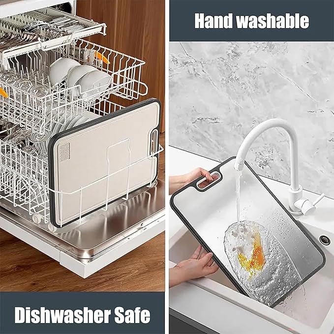 QUENTRO Titanium Cutting Board – Double Sided Chopping Board – Easy to Clean, Dishwasher Safe – Ideal for Kitchen, BBQ, Camping & Outdoor Use – 15.15”×10.43”