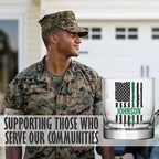 Blue Ridge Mountain Gifts - Thin Green Line Whiskey Glass - Personalized Military Gift, Border Patrol Appreciation, Green Line Merch, Veteran Gift, Custom Barware, Special Forces Glass