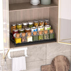 Premium Spice Rack Organizer for Countertops - tiered spice rack organizer for cabinet,spice jars, oil bottles and utensils 2 Pakcs Black (modern rust-resistant design)
