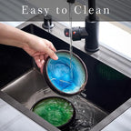 Ceramic Dinner Plates Set of 4, 6 Inch Large Porcelain Pasta and Salad Plates, Stoneware Plate Set for 4, Handmade Round Dishes for Home Decor, Microwave,Oven,and Dishwasher Safe, Blue