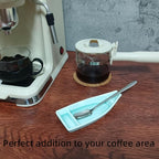 Coffee Stirring Spoon and Rest for Coffee Bar Accessories, Small Spoon Rest for Coffee Station, Coffee Spoon Holder for Coffee Bar Tea Spoon Teaspoon Rest, 1 PC (Oar Spoon with Turquoise Boat Rest)