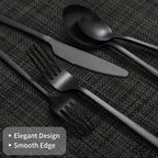 40-Piece Black Silverware Set, Rectangular Flatware Set for 8, Matte Polished Stainless Steel Cutlery Set, Food-Grade Utensils Set, for Home Kitchen Restaurant, Dishwasher Safe
