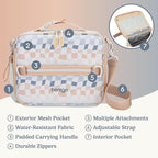 Bentgo Kids Lunch Bag (Whimsy & Wonder Collection) - Durable, Double-Insulated Lunch Bag for Kids 3+; Holds Lunch Box/Water Bottle/Snacks; Water-Resistant Fabric & Zip Pockets (Checker Gradient)