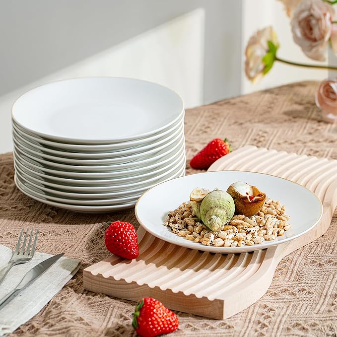 BTaT- White Dessert Plates with Gold Rim, Set of 12, 8", Porcelain, Small Plates for Appetizers, Small Appetizer Plates Ceramic, Dessert Plates Porcelain Dessert Plates Ceramic Dessert Plates