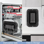 ROTTOGOON 7Qt Collapsible Colander Strainer, Expandable Over the Sink Colander, Adjustable Silicone Kitchen Sink Strainer, Foldable Large Colanders Basket to Wash Vegetable, Fruit, 15" to 19", Black