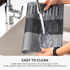 LEXMORE PlaceMats Set of 12 Vinyl/Plastic Woven Place Mats for Kitchen Table Indoor/Outdoor Washable PlaceMat Wipeable Dining Table Mats(Silver Gray Black)