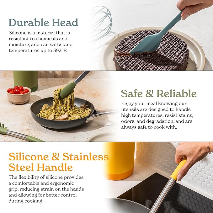 SMIRLY Kitchen Utensils Set – 26-Piece Silicone Cooking Utensils Set, Spatula Set with Holder, Stainless Steel Handle Silicone Kitchen Gadgets for Nonstick Cookware