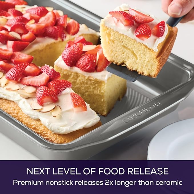 Circulon Nonstick Bakeware Rectangle Baking Pan / Cake Pan, 9 Inch x 13 Inch, Gray