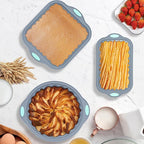 To encounter 65 Pieces Silicone Baking Pans Set, Metal Framed Silicone Tube Cake Pans, Nonstick Fluted Loaf Pans for Muffin, Cake, Bread, with Measuring Cups and Spoons Set, Light Grey