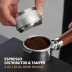 58mm Coffee Distributor and Tamper,Dual Head Coffee Leveler Fits for Gaggia E61 58mm Portafilter,Professional Espresso Hand Tamper.(Silver)