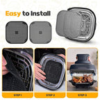 2 PCS Silicon Splatter Shield for Ninja Crispi Air Fryer Heat-Resistant Splash Guard,for Ninja Crispi Accessories,Crisp Containers,Crispy Replacement Parts Protects Kitchen from Oil Black&Grey