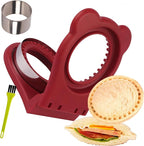 Uncrustables Sandwich Maker Sealer Cutter, Crustless Sandwich Cutter, PB&J Uncrustable Maker - Color Dark Red, Round Shape