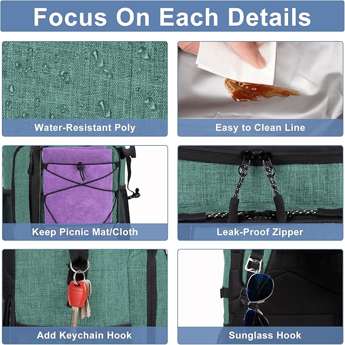 Backpack Coolers Insulated Leak Proof 30 Cans, Soft Sided Insulated Cooler Bags Ice Chest Backpack for Beach Travel Camping, with Reusable Ice Packs