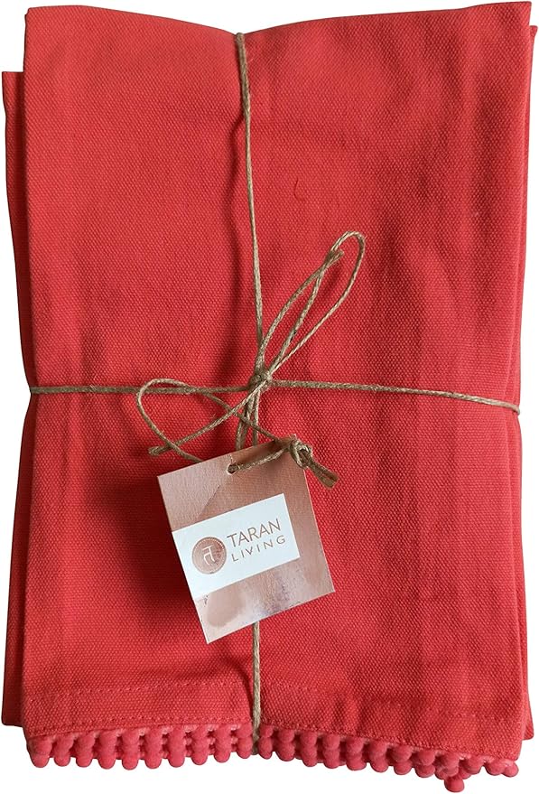 Kitchen Towels Cotton Solid Kitchen Dish Cloths Hand Towel Reusuable Dish Towel for Cleaning & Drying Tea Towels Set with Hanging Loop - 18"x28" Coral - Pack of 6