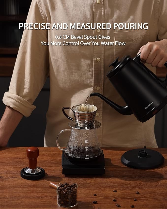 DmofwHi Gooseneck Electric Kettle(1.0L),1000W Electric Tea Kettle of 304 Stainless Steel,Auto Shut off,Water Kettle for Coffee and Tea -Matte Black