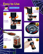 Electric Salt and Pepper Grinder Set with USB Charging Base, Upgraded 95ml Larger Capacity, Adjustable Coarseness, ABS Automatic Pepper Mill with One-Hand Operation, 2 Pack(Black+White)