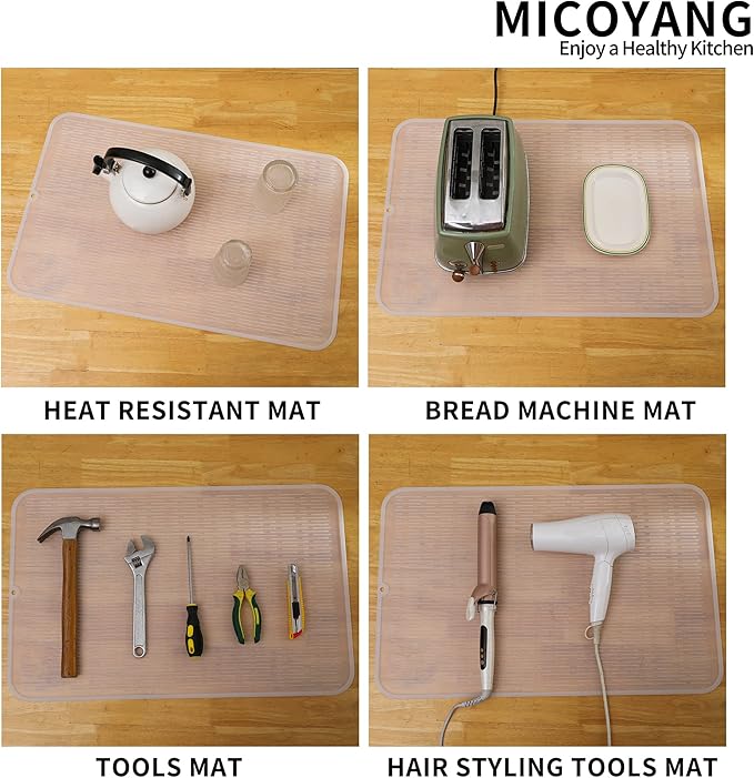 Silicone Dish Drying Mat for Multiple Usage,Easy clean,Eco-friendly,Heat-resistant Silicone Mat for Kitchen Counter or Sink,Refrigerator or Drawer Liner Translucent 3XL 28 inches x 18 inches