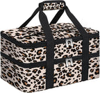 Double Insulated Casserole Carrier, Portable Casserole Carrier for Hot or Cold Food Lunch Tote Warmer or Cooler Bag, Lasagna Lunch Bag for Potluck Parties- Fits 9" x 13" Baking Dish-Leopard
