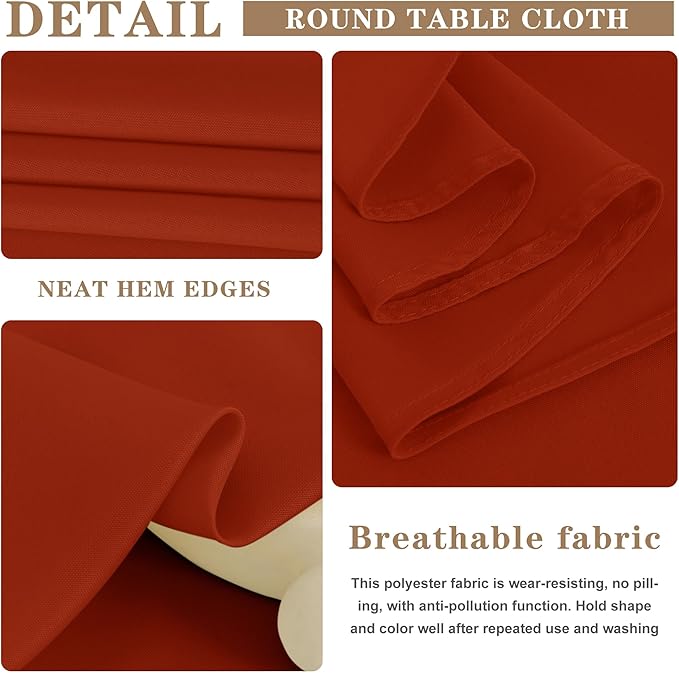 Fitable 6 Pack Rust 70?08 Inch Rectangle Tablecloth - Stain Resistant and Washable Table Cover, Polyester Fabric Table Cloth for Wedding, Party, Banquet, Formal Events