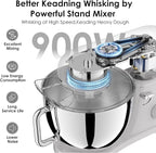 Kitchen in the box Stand Mixer - 900 Watt Heavy Dough Standing Mixers with 6.5 Quart Mixing Bowl, Tilt-head, Dough Hook, Whisk, Flat Beater and Splash Guard (White)