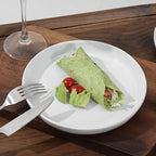 8-Inch Stoneware Plates Set of 4 - Porcelain Dinner Plates - Microwave and Dishwasher Safe, Ceramic Plates Set,Scratch Resistant. Kitchen Porcelain Dish,White(Brown Bottom)