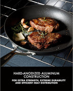 Babish 10 Piece Hard Anodized Laser Titanium Forever Non Stick Technology Durable Pots and Pans Cookware Set - Black