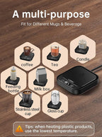 Mug Warmer - 40W Coffee Cup Warmer for Desk with Auto Shut Off, Smart Electric Candle Warmer with 4 Temp & Time Settings, Coffee Gifts for Beverage, Tea, Water, Milk in Home & Office (Black)