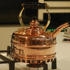 Newey & Bloomer Buckingham No. 1 Tea Kettle, 1.9 Qt. - Solid Copper Body & Tin-Lined Interior, Handmade Vintage Kitchen Essential - Gas Stovetop Compatible, Heat-Resistant Teapot