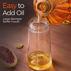 YARRAMATE 16oz/470ml Glass Olive Oil Sprayer for Cooking with Stickers, 2 in 1 Oil Dispenser for Kitchen Gadgets, Food Grade Premium Spray Bottle with Portion Control for Salad, BBQ (Navy)