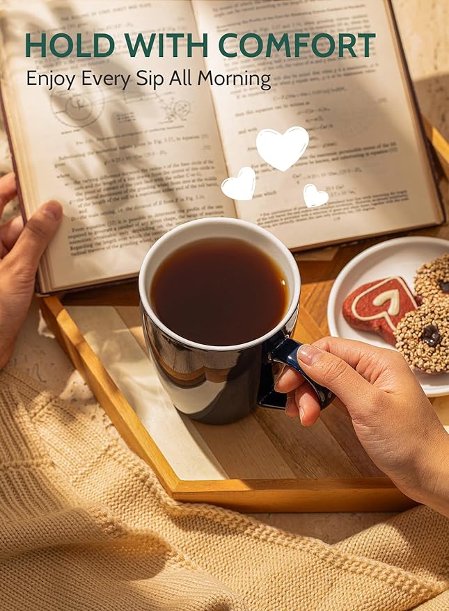 Sweese Porcelain Coffee Mugs - 16 Ounce (Top to the Rim) for Coffee, Latte, Tea, Cocoa, Set of 4, Navy