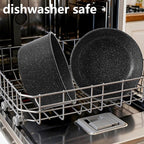 15PCS Ceramic Cookware Sets Detachable Handle Pots and Pans Set Non Stick (Black)