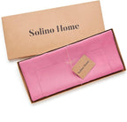 Solino Home Linen Table Runner 36 Inches - 100% Pure Linen Flamingo Pink Hemstitch Table Runner 14 x 36 Inch Ideal for Dresser and Coffee Tables - Summer, Halloween - Classic Hemstitch