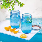 WELLIFE Blue Mason Jars 32 oz, 6 Pack wide mouth mason jars for Canning, Pickling, Food Storage, Fermenting, DIY Crafts & Decor, Glass Jar with Lid