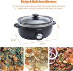 Slow Cooker 6+ Quart Black Uniform Heating,Non Stick Pot,Aluminum,6.5Qt Slow Cooker Makes Your Food More Delicious.Suitable as a Gift for Wives,Parents,and Friends