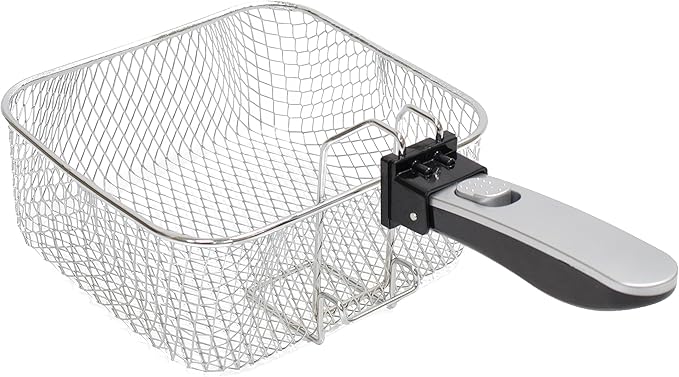 West Bend Deep Fryer with Adjustable Temperature Control Nonstick Basket Easy-View Window and Temperature Guide, Folding Handle and Locking Cover for Easy Storage, 3-Liter, Silver