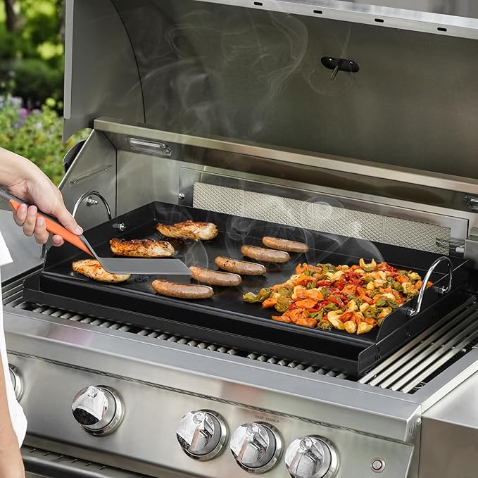 Onlyfire Universal BBQ Griddle with Handles for Most Grills, Ceramic Coated Non-stick Flat Top Griddle for Outdoor Cooking, 18"L x 12.6"W x 2.8"H "
