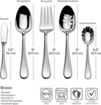 Mikasa Bravo 65-Piece Flatware Set for 12, 18/10 Stainless Steel Silverware with Full Service, Includes Forks, Knives, Spoons, and Serving Utensils