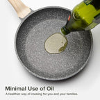 CAROTE Non Stick Frying Pan Skillet, Omelet Pan, Healthy Non Toxic Granite Chef Pan, Induction Compatible Egg Frying Pan with Heat-Resistant Handle, PFOA-Free,Black, 10"