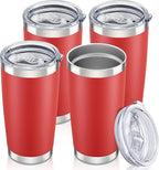 20 oz Tumbler with Lid Stainless Steel Insulated Tumblers Bulk Double Wall Vacuum Cups Powder Coated Travel Mug Keep Drinks Cold and Hot, Wine Red, 4 Pack