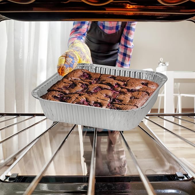 Nicole Home Collection 8x8 Aluminum Pans (20 Pack) 8 Inch Foil Pans - Cake Pans - Aluminum Square Pans - Disposable Food container - great For Cake Baking, Cooking, Heating, Freezing, Prepping Food