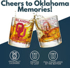 Greenline Goods – University of Oklahoma Sooners College Whiskey Glasses (Set of 2), 10 oz – Full-Color Logo + Campus Map